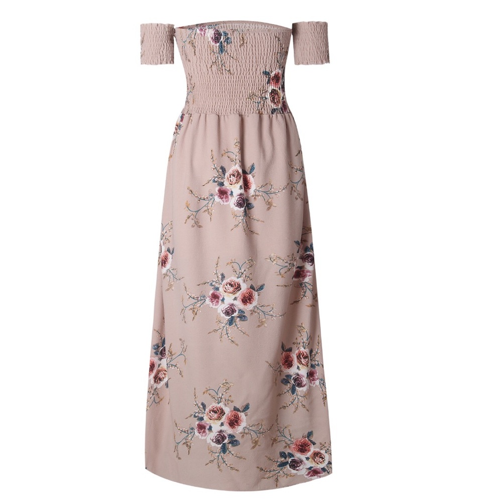 Vacation Ready beige floral off shoulder dress - Picture 8 of 8
